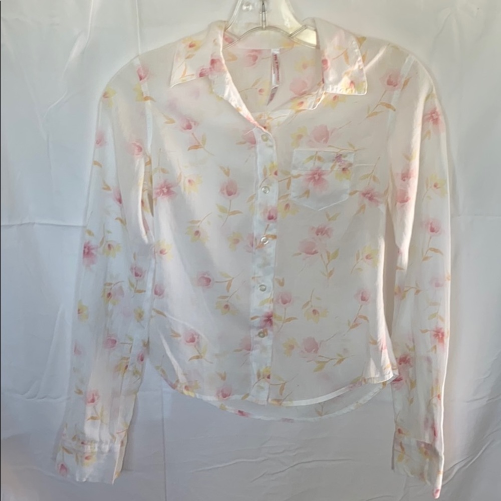 Abercrombie and Fitch XS sheer floral shirt